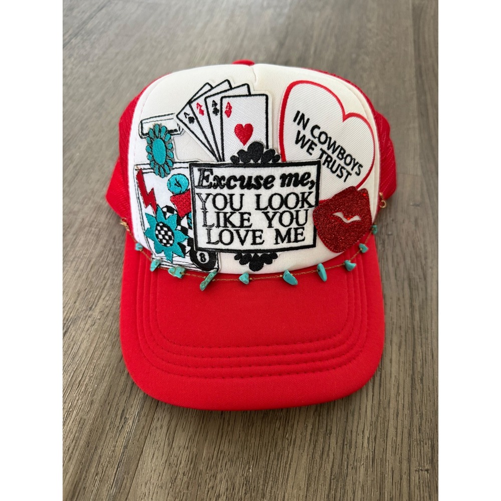 Custom Western Trucker Hat Excuse Me You Look Like You Love Me Cowgirl Snapback
